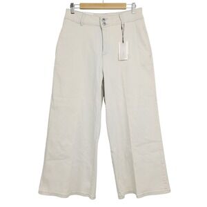 NEW A Loves A Wide Leg‎ Crop Pants 28 Cream Scandi High Rise Pockets Denim